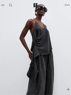 LOCAL EUROPEAN Cupro halter top in Ash Taupe
